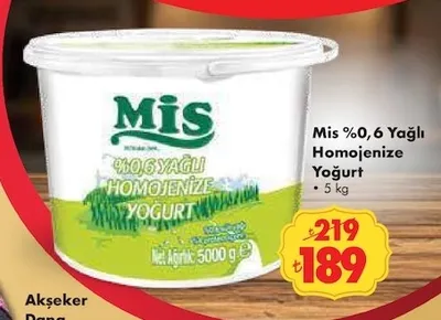 Mis %0,6 Yağlı Homojenize Yoğurt 5 Kg