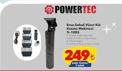 Powertec Tr-1005 Ense, Sakal, Vücut Kılı Kesme Makinesi