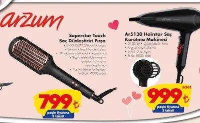 Arzum Superstar Touch Saç Düzleştirici Fırça