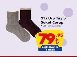 2'Li Ucu Tüylü Soket Çorap