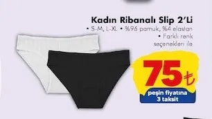 Kadın Ribanalı Slip 2'Li
