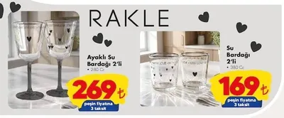Rakle Ayaklı Su Bardağı 2'Li 280 Cc