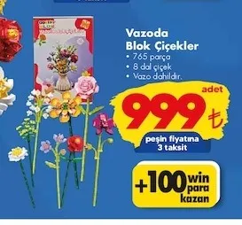 Vazoda Blok Çiçekler 765 Parça