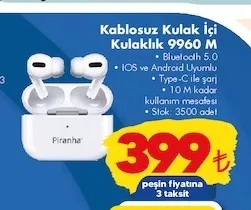 Piranha Kablosuz Kulak İçi Kulaklık 9960 M