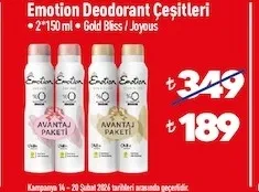 Emotion Deodorant Çeşitleri 2*150 Ml Gold Bliss / Joyous