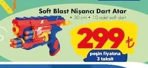 Soft Blast Nişancı Dart Atar 30 Cm 10 Adet Soft Dart