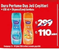 Duru Perfume Duş Jeli Çeşitleri 650 Ml Okyanus/Enerji Bombası