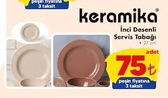 Keramika İnci Desenli Servis Tabağı 27 Cm