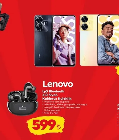 Lenovo Lp5 Bluetooth 5.0 Siyah Kablosuz Kulaklık
