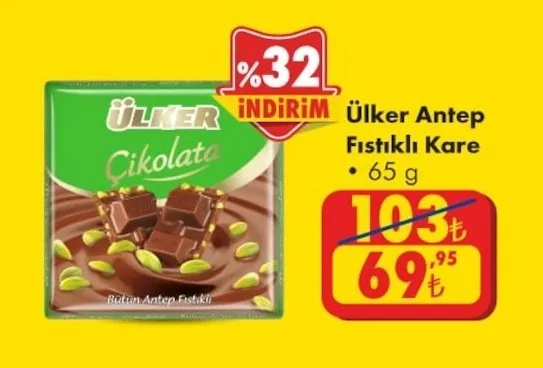 Ülker Antep Fıstıklı Kare 65 G