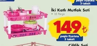 İki Katlı Mutfak Seti 16 Parça