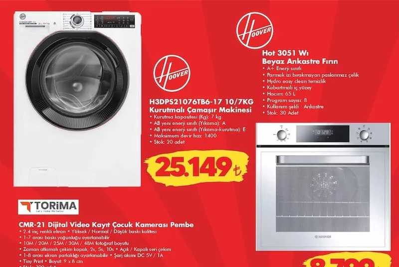 Hoover H3Dps21076Tb6-17 10/7Kg Kurutmalı Çamaşır Makinesi