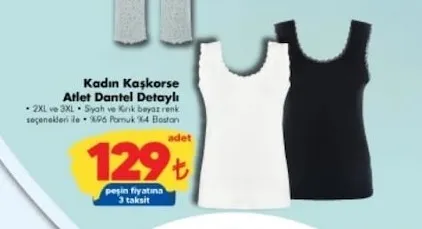 Kadın Kaşkorse Atlet Dantel Detaylı