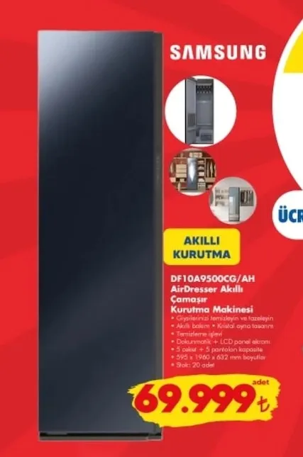 Samsung Df10A9500Cg/Ah Airdresser Akıllı Çamaşır Kurutma Makinesi