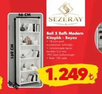 Bali 5 Raflı Modern Kitaplık - Beyaz