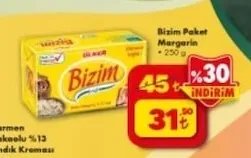 Ülker Bizim Paket Margarin 250 G