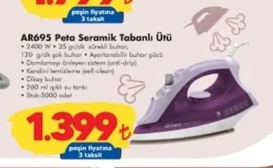 Arzum Ar695 Peta Seramik Tabanlı Ütü