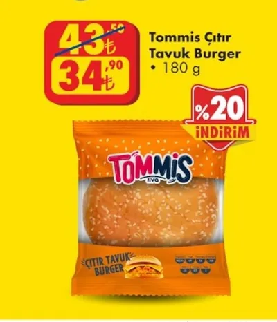 Tommis Çıtır Tavuk Burger 180 G