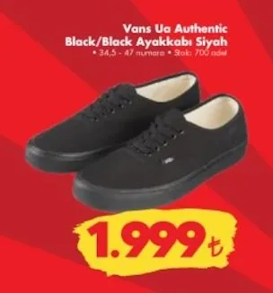 Vans Ua Authentic Black/Black Ayakkabı Siyah