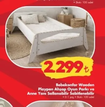 Bebekonfor Wooden Playpen Ahşap Oyun Parkı Ve Anne Yanı Sallanabilir Sabitlenebilir