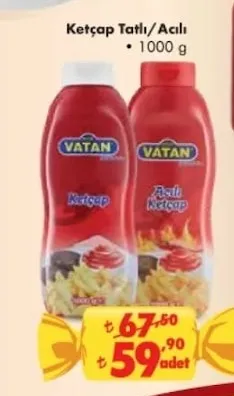 Vatan Ketçap Tatlı/Acılı 1000 G