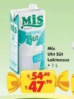 Mis Uht Süt Laktozsuz 1 L