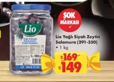 Lio Yağlı Siyah Zeytin Salamura (291-350) 1 Kg