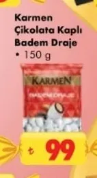 Karmen Çikolata Kaplı Badem Draje 150 G