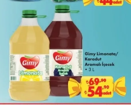 Gimy Limonata/Karadut Aromalı İçecek 3 L