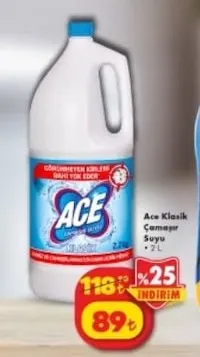 Ace Klasik Çamaşır Suyu 2 Lt