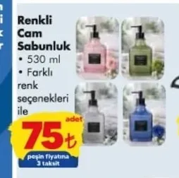 Renkli Cam Sabunluk 530 Ml