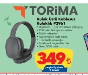 Torima Kulak Üstü Kablosuz Kulaklık P2961