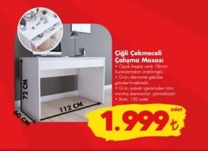 Çigli Çekmeceli Çalışma Masası