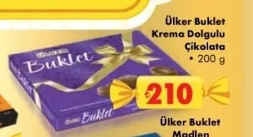 Ülker Buklet Krema Dolgulu Çikolata 200 G
