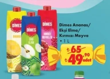Dimes Ananas/ Ekşi Elma/ Kırmızı Meyve 1 L