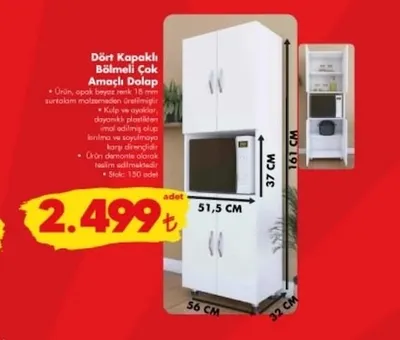 Dört Kapaklı Bölmeli Çok Amaçlı Dolap