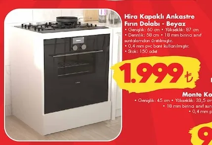 Hira Kapaklı Ankastre Fırın Dolabı Beyaz