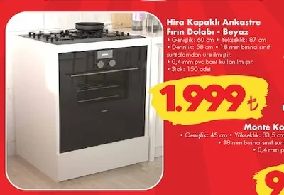 Hira Kapaklı Ankastre Fırın Dolabı Beyaz