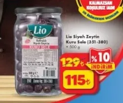Lio Siyah Zeytin Kuru Sele (351-380) 500G