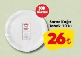 Saroz Kağıt Tabak 10'Lu