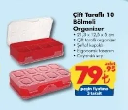 Çift Taraflı 10 Bölmeli Organizer