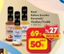 Kent Kahve Şurubu Karamel/Vanilya/Fındık 200 Ml