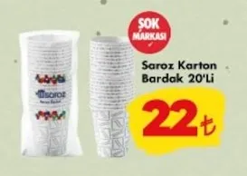 Saroz Karton Bardak 20'Li