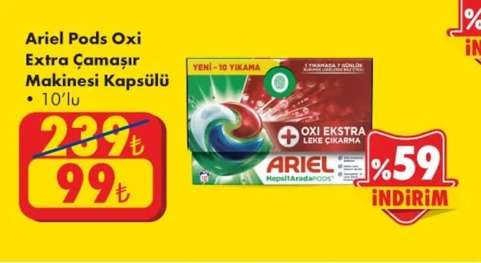 Ariel Pods Oxi Extra Çamaşır Makinesi Kapsülü 10'Lu