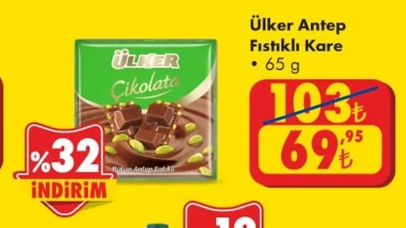 Ülker Antep Fıstıklı Kare 65 G