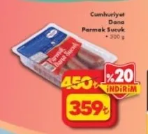 Cumhuriyet Dana Parmak Sucuk 300 G