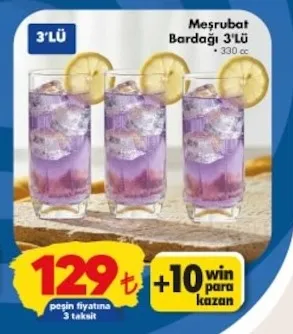 Meşrubat Bardağı 3'Lü 330 Cc