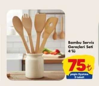 Bambu Servis Gereçleri Seti 4'Lü