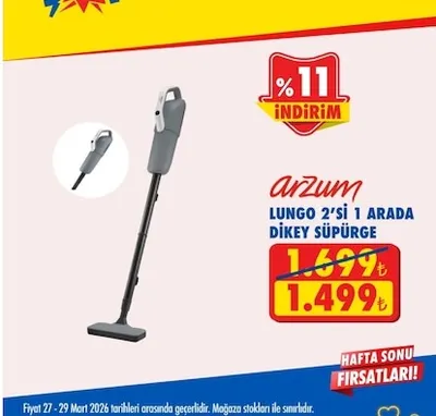 Arzum Lungo 2'Si 1 Arada Dikey Süpürge