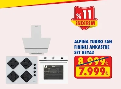 Alpina Turbo Fan Fırınlı Ankastre Set Beyaz